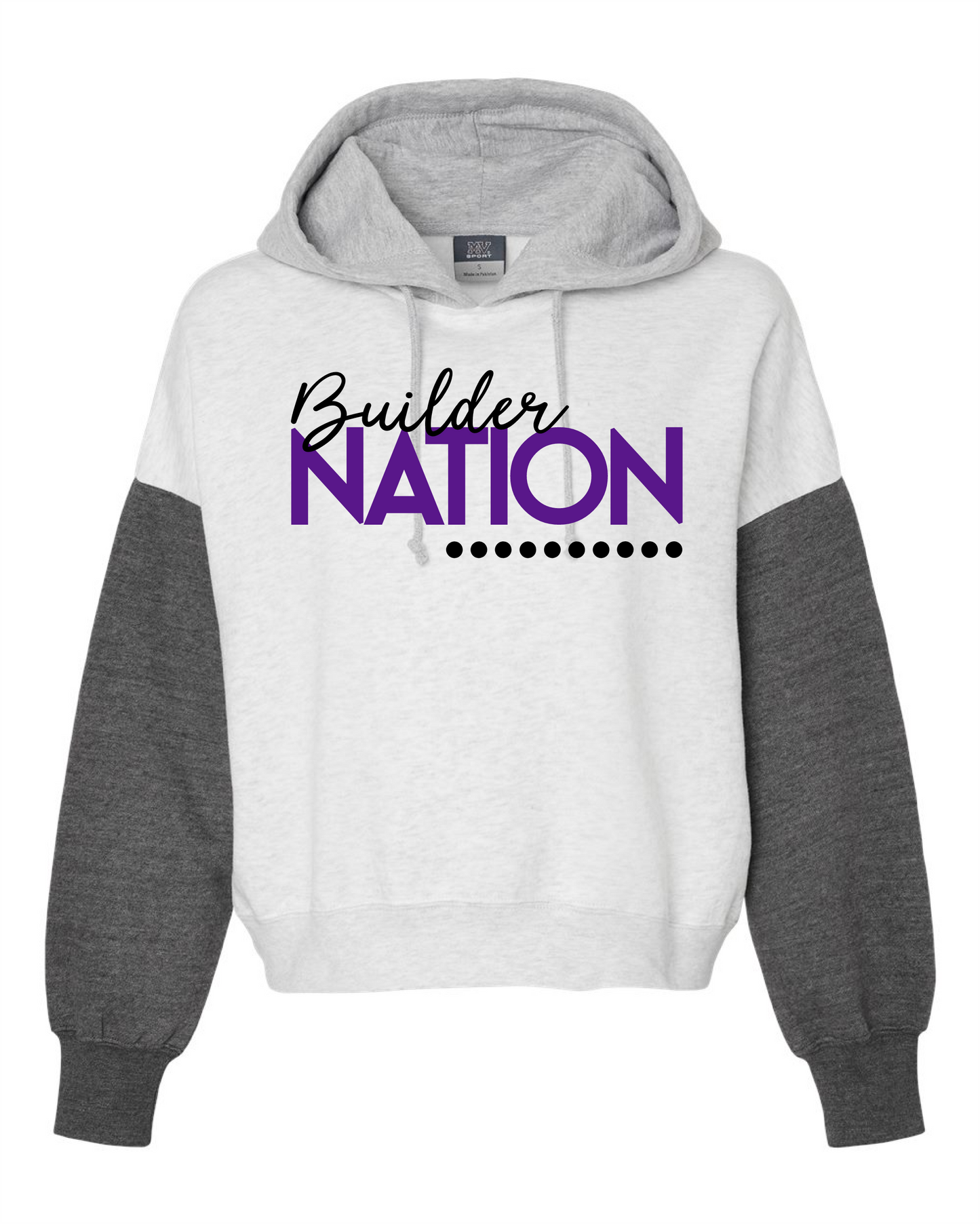 Women's Builder Nation Sueded Fleece Colorblocked Crop Hooded Sweatshirt