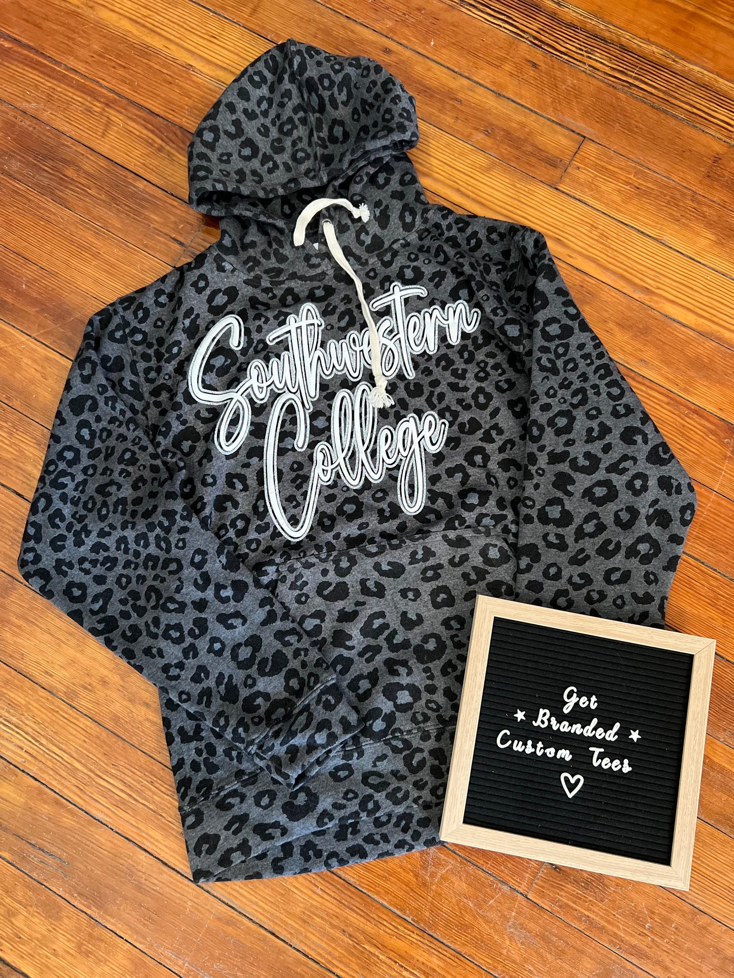 White Leopard Puff Southwestern College Hoodie