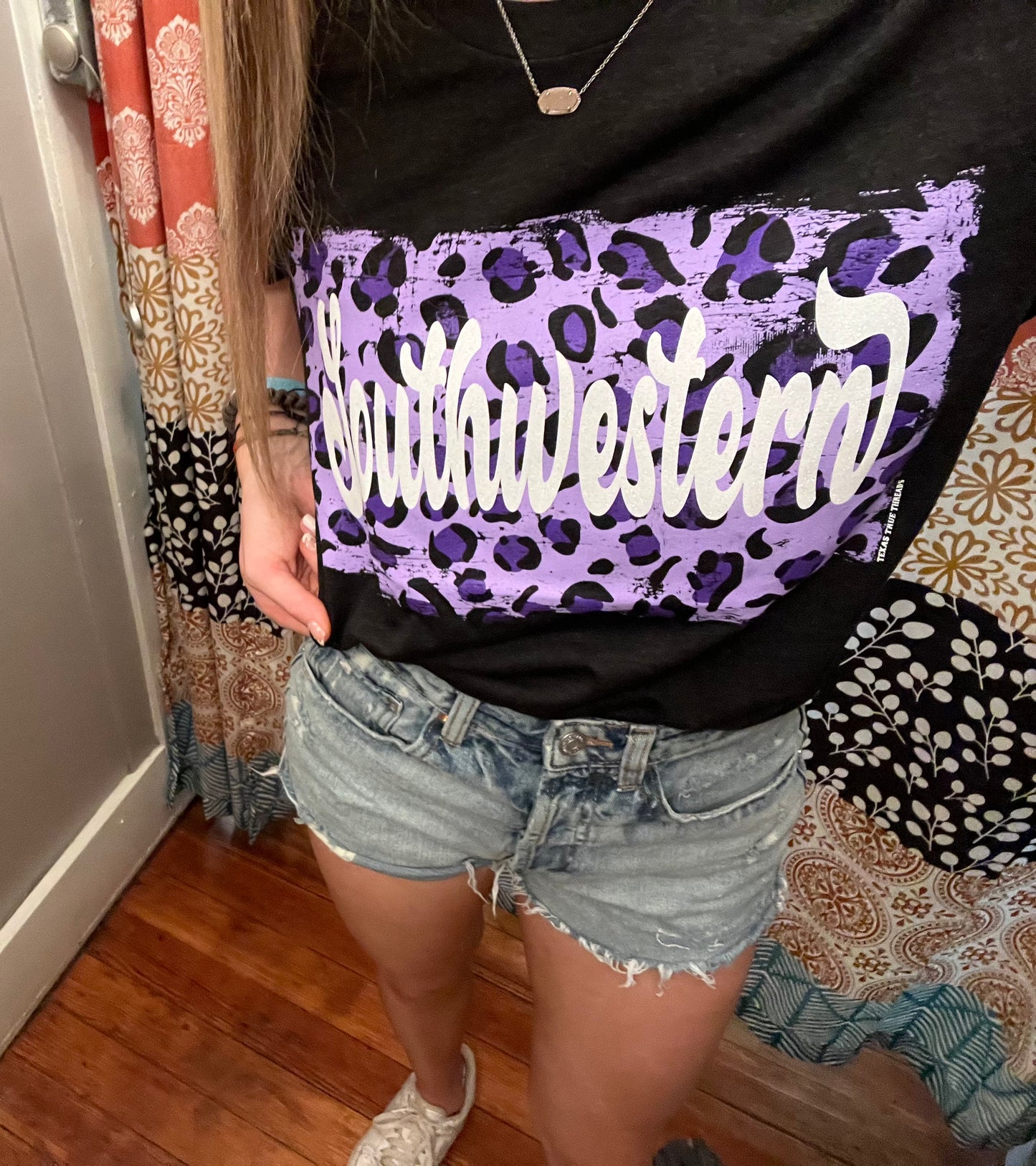 Leopard Glitter Southwestern Tee
