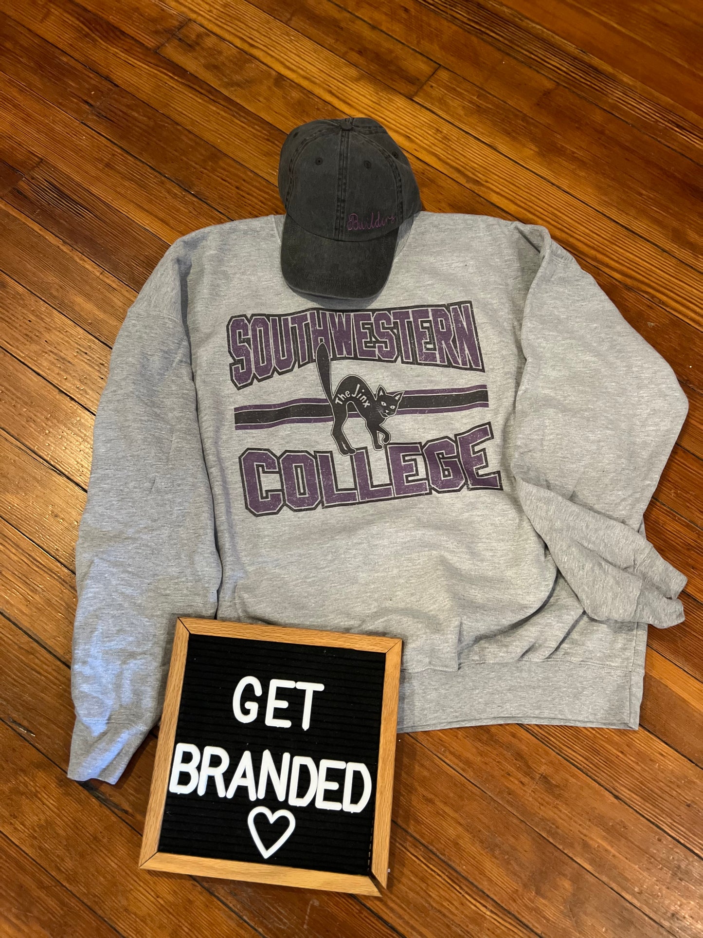 Distressed Wash Grey Southwestern College Crew