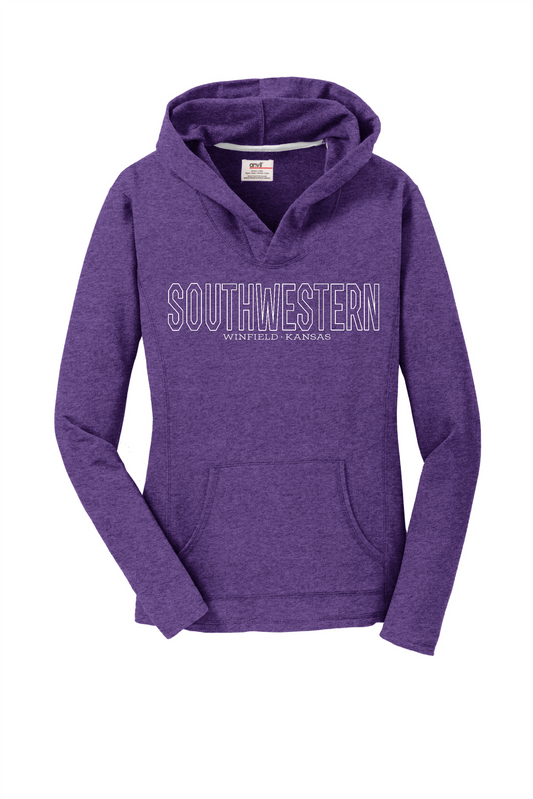 Southwestern Outline Ladies French Terry Pullover Hooded Sweatshirt